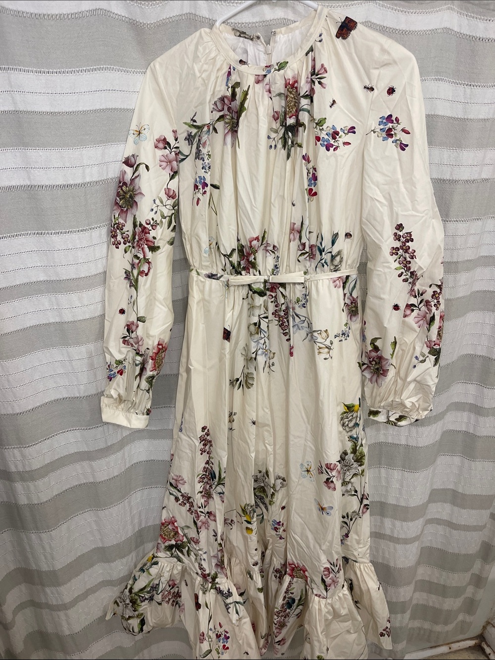 Giambattista Valli Cream Floral Maxi Dress with Waist Tie